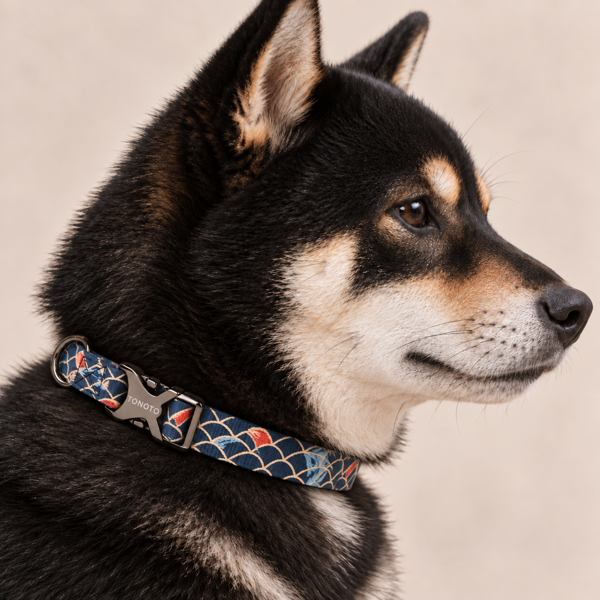TONOTO 犬用首輪 錦鯉柄 高密度ポリエステル サイズ調整可能 Sサイズ Mサイズ